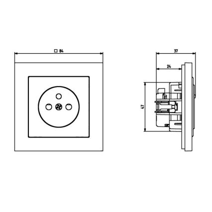 Ospel - Seinäpistorasia ilman kehystä 230V + 1xUSB-A + 1xUSB-C SONATA musta