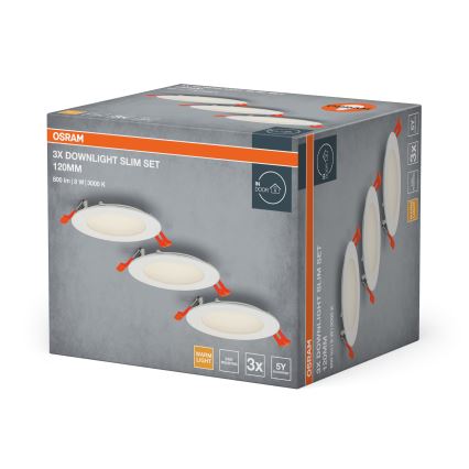 Osram - 3 kpl setti LED-upotettava alasvalo SPOT LED/8W/230V 3000K Ø 12 cm valkoinen