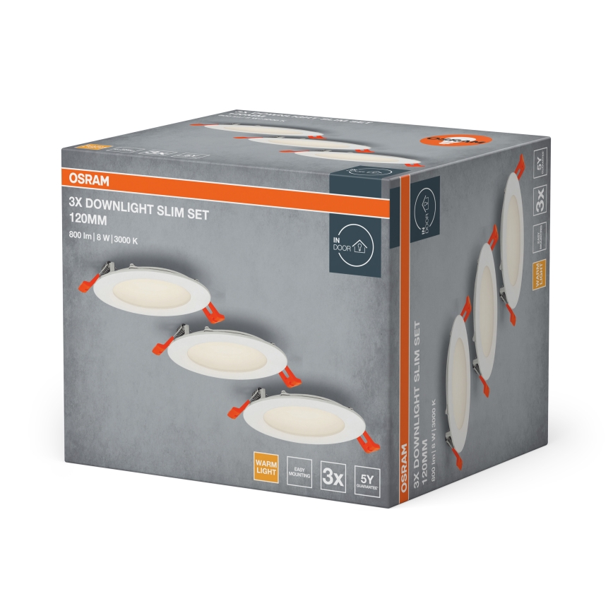 Osram - 3 kpl setti LED-upotettava alasvalo SPOT LED/8W/230V 3000K Ø 12 cm valkoinen