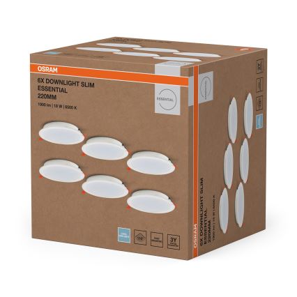 Osram - 6 kpl ESSENTIAL LED upotettava alasvalaisin LED/18W/230V 6500K Ø 22 cm valkoinen