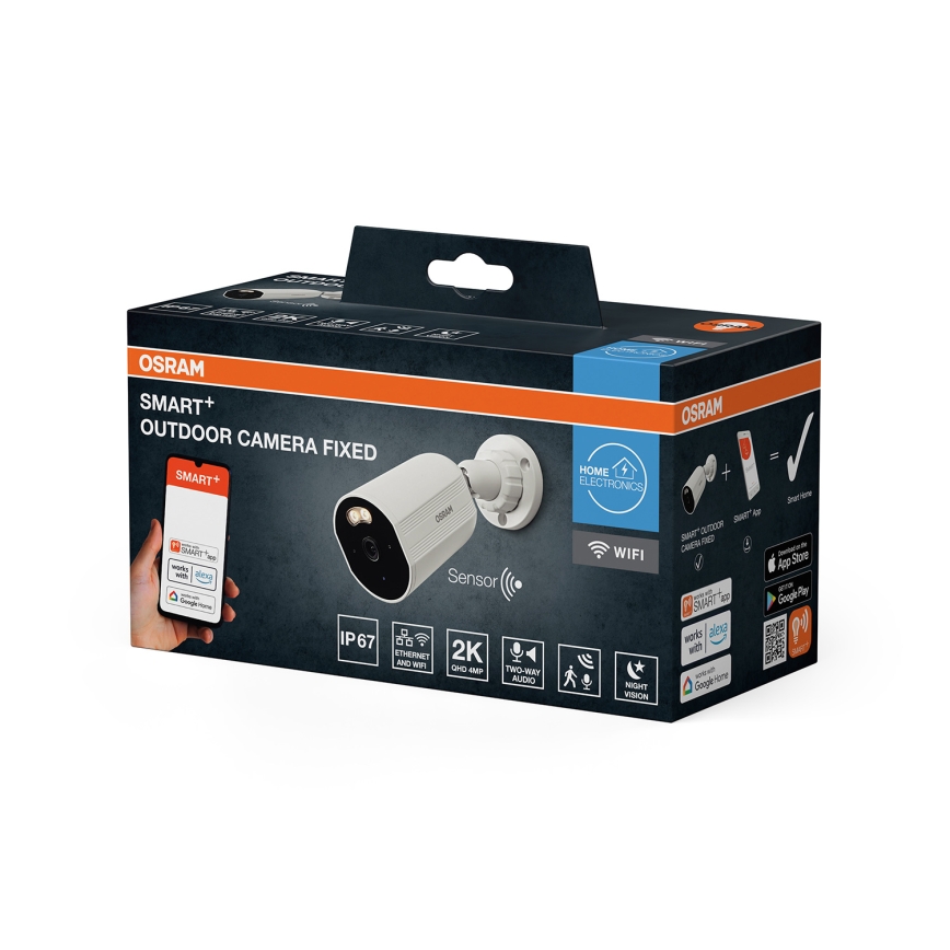 Osram - Älykäs ulkokamera 2K-anturilla SMART+ 230V IP67 Wi-Fi