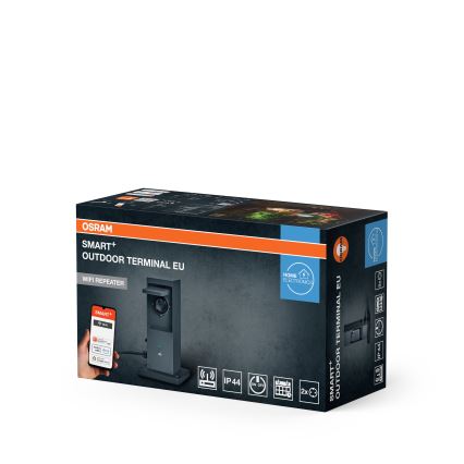 Osram - Älykäs ulkokäyttöön suunniteltu pistorasiapylväs 2x SCHUKO Wi-Fi-toistimella IP44