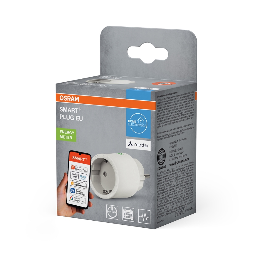 Osram - Älypistoke SMART+ MATTER SCHUKO 2300W/230V/10A Wi-Fi valkoinen