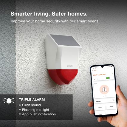Osram - Aurinkokäyttöinen ulkohälytin SMART+ 5V IP65 Wi-Fi