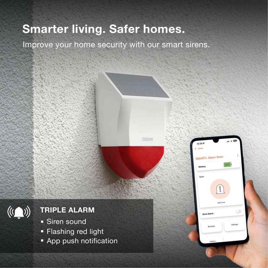 Osram - Aurinkokäyttöinen ulkohälytin SMART+ 5V IP65 Wi-Fi