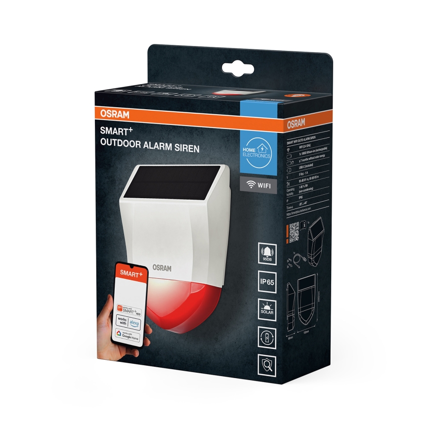 Osram - Aurinkokäyttöinen ulkohälytin SMART+ 5V IP65 Wi-Fi