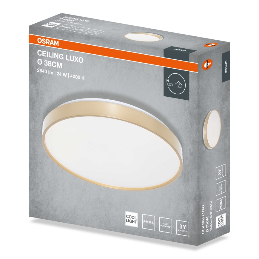 Osram - CEILING LUXO LED-kattovalaisin, 24 W / 230 V, Ø 38 cm, kullanvärinen