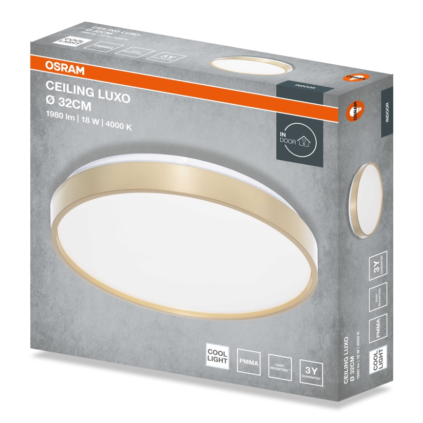 Osram - CEILING LUXO LED-kattovalaisin LED/18W/230V halkaisija 32 cm, kultainen