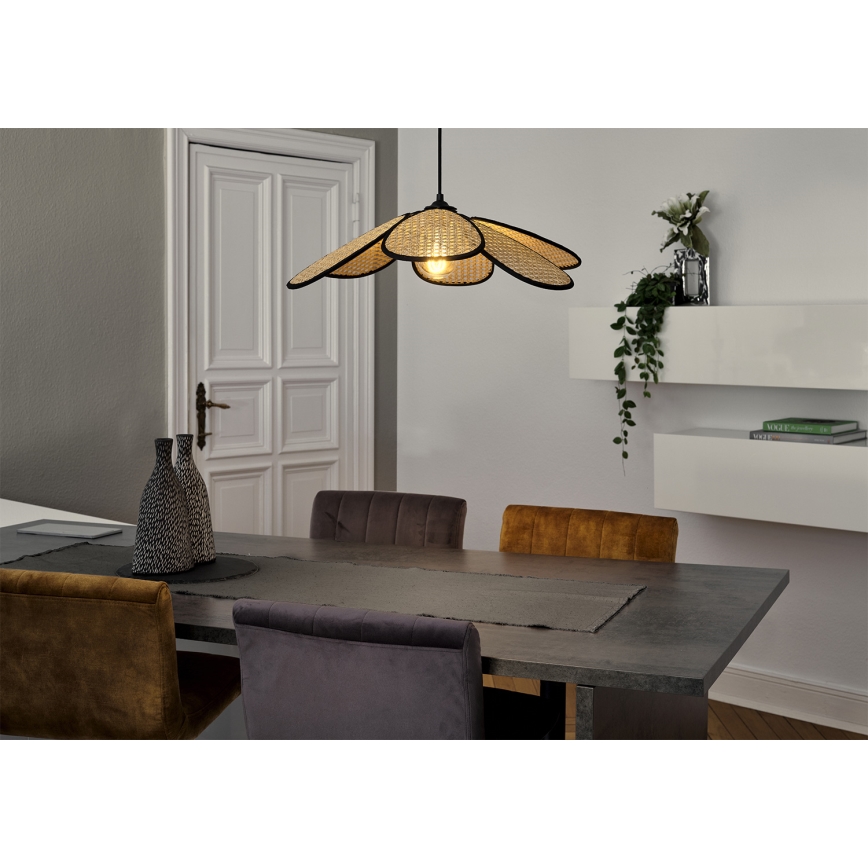 Osram - DECOR RATTAN riippuvalaisin johdolla 1xE27/15W/230V, halkaisija 58 cm, beige/musta