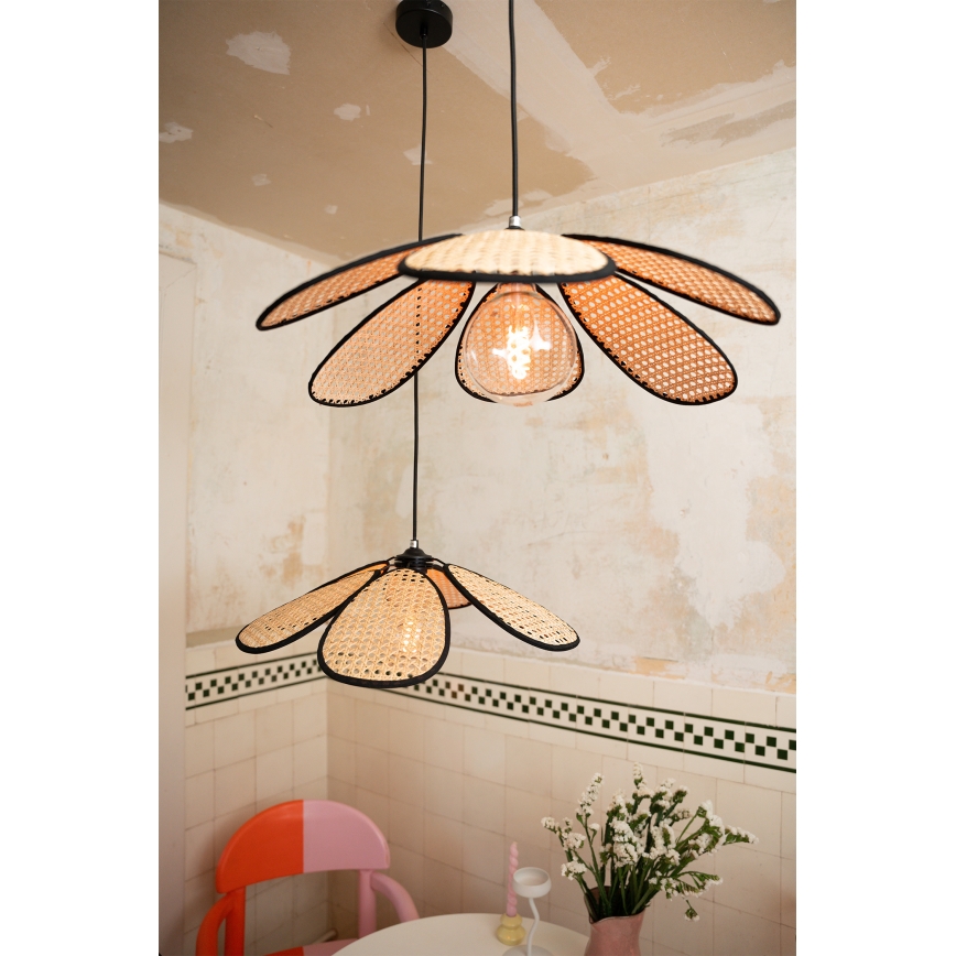 Osram - DECOR RATTAN riippuvalaisin johdolla 1xE27/15W/230V, halkaisija 58 cm, beige/musta