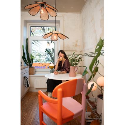 Osram - DECOR RATTAN riippuvalaisin johdolla 1xE27/15W/230V, halkaisija 58 cm, beige/musta