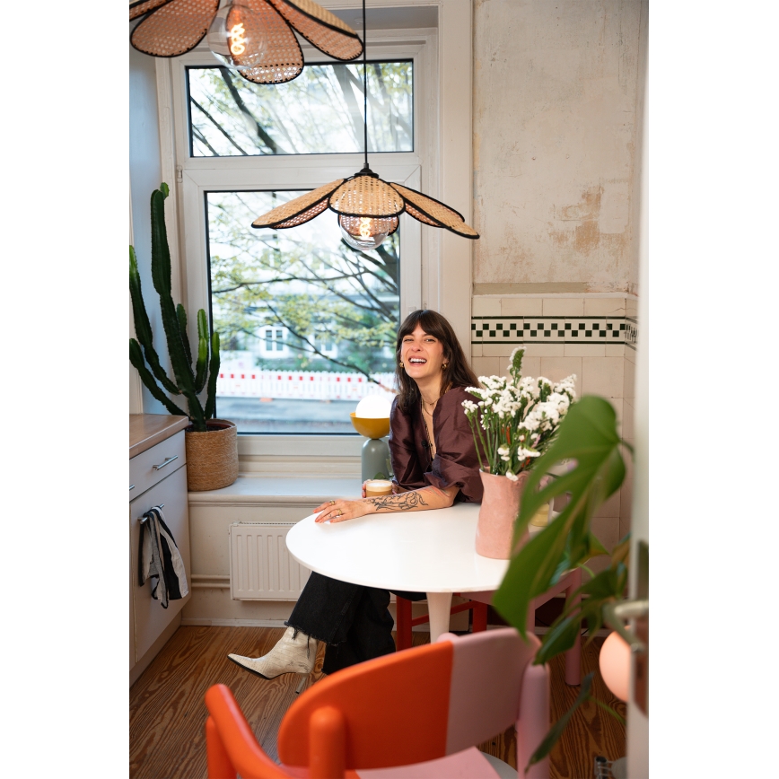 Osram - DECOR RATTAN riippuvalaisin johdolla 1xE27/15W/230V, halkaisija 58 cm, beige/musta