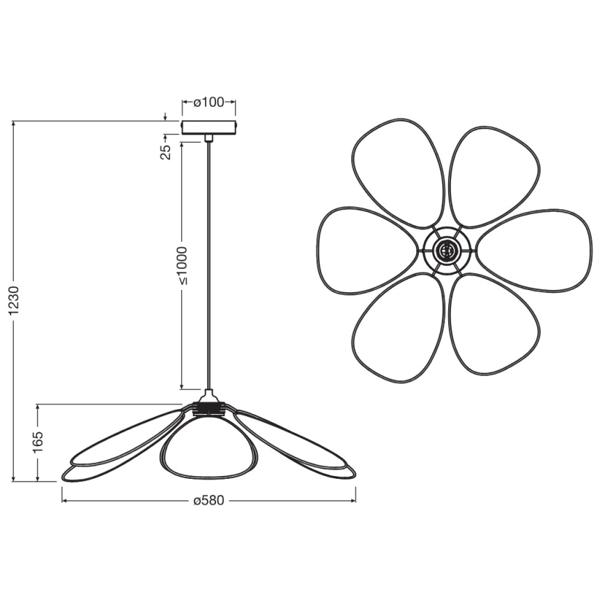 Osram - DECOR RATTAN riippuvalaisin johdolla 1xE27/15W/230V, halkaisija 58 cm, beige/musta