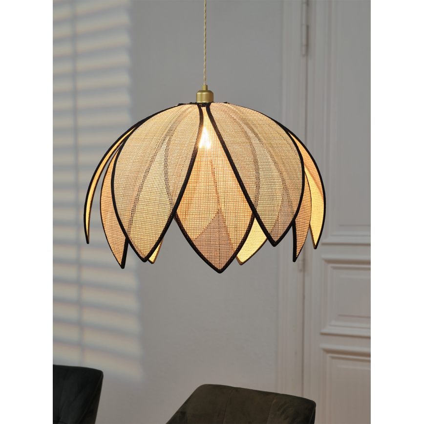 Osram - DECOR RATTAN riippuvalaisin johdolla 1xE27/15W/230V Ø 67 cm beige/musta