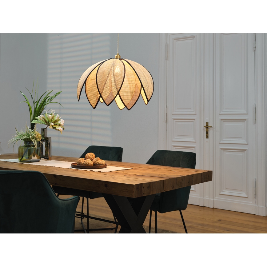 Osram - DECOR RATTAN riippuvalaisin johdolla 1xE27/15W/230V Ø 67 cm beige/musta