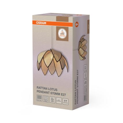 Osram - DECOR RATTAN riippuvalaisin johdolla 1xE27/15W/230V Ø 67 cm beige/musta
