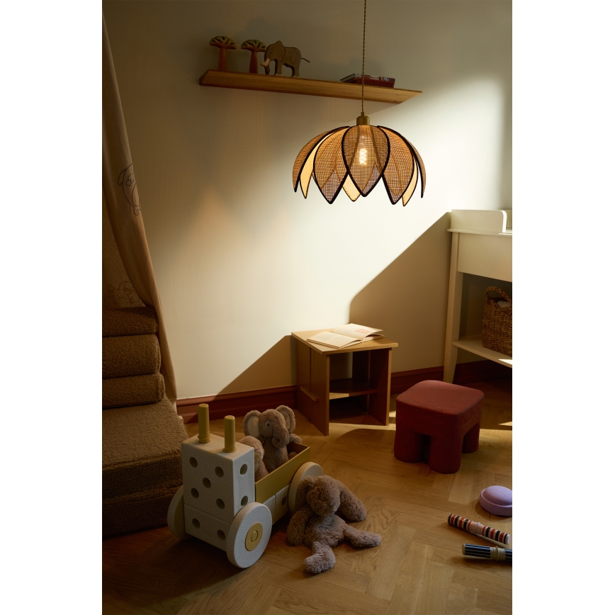 Osram - DECOR RATTAN riippuvalaisin langalla 1xE27/15W/230V, halkaisija 48 cm, beige/musta