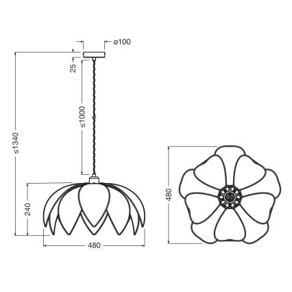 Osram - DECOR RATTAN riippuvalaisin langalla 1xE27/15W/230V, halkaisija 48 cm, beige/musta