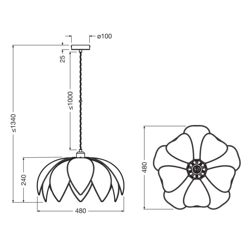 Osram - DECOR RATTAN riippuvalaisin langalla 1xE27/15W/230V, halkaisija 48 cm, beige/musta