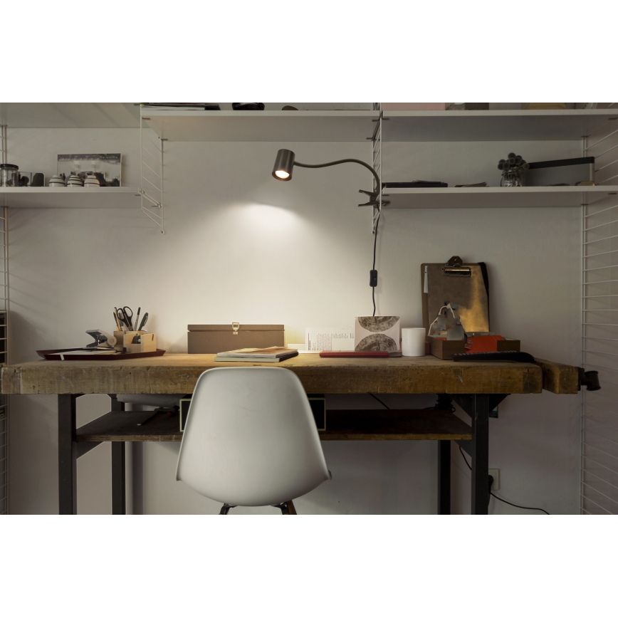 Osram - DESK LINE pöytävalaisin klipsillä 1xGU10/9W/230V musta
