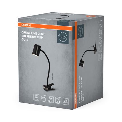 Osram - DESK LINE pöytävalaisin klipsillä 1xGU10/9W/230V musta