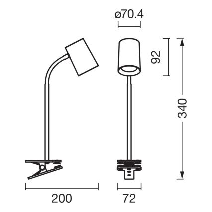 Osram - DESK LINE pöytävalaisin klipsillä 1xGU10/9W/230V musta