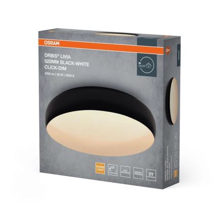 Osram - LED-himmennettävä kattovalaisin ORBIS LIVIA LED/36W/230V, Ø 52 cm, musta/valkoinen