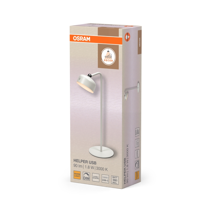 Osram - himmennettävä ladattava LED-pöytävalaisin 3-in-1 DECOR HELPER LED/1,8W/5V valkoinen