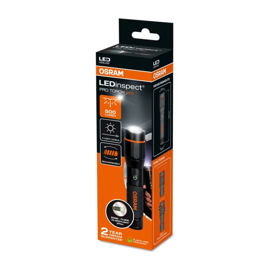 Osram - Himennettävä, ladattava LED-taskulamppu LEDINSPECT PRO TORCH 500 LED/6W/3,7V 2200 mAh IP44