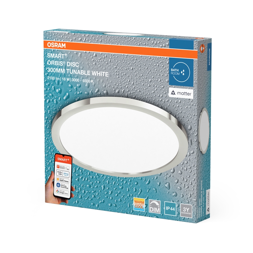Osram - himmennettävä kylpyhuoneen kattovalaisin SMART+ DISC LED/18W/230V 3000-6500K IP44 Wi-Fi