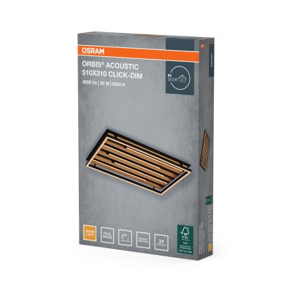 Osram - Himmennettävä LED-kattovalaisin ORBIS ACOUSTIC LED/30W/230V 51x31 cm mänty