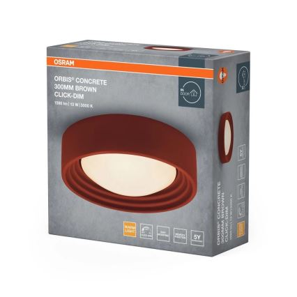 Osram - LED-himmennettävä kattovalaisin ORBIS CONCRETE LED/13W/230V Ø 30 cm ruskea/betoni