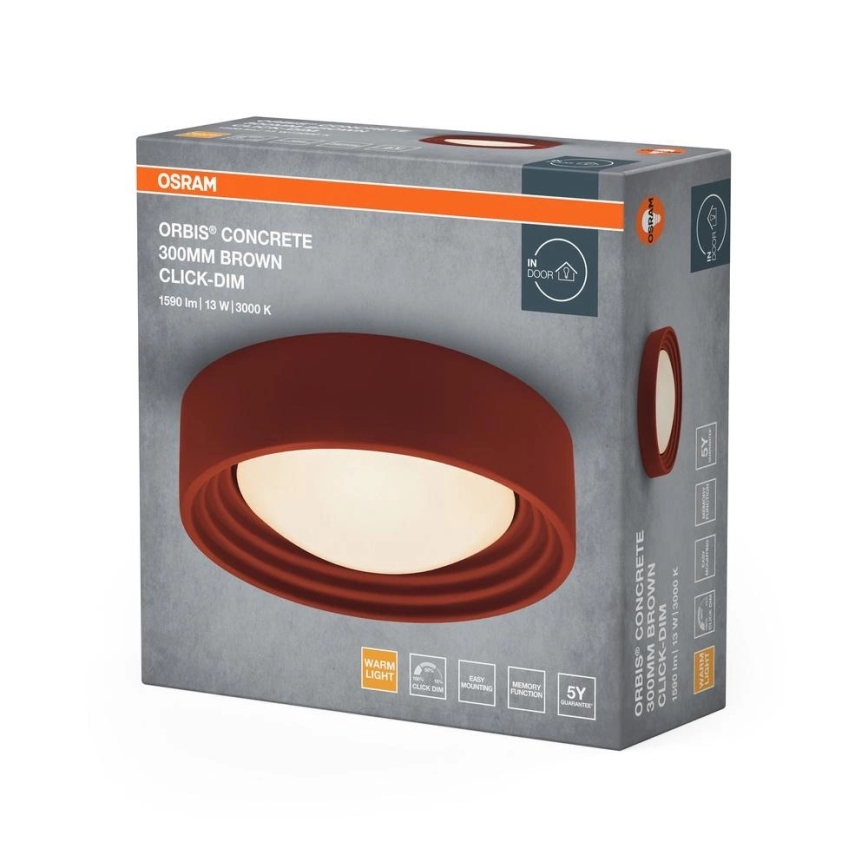 Osram - LED-himmennettävä kattovalaisin ORBIS CONCRETE LED/13W/230V Ø 30 cm ruskea/betoni