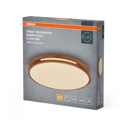 Osram - himmennettävä LED-kattovalaisin ORBIS WOODBURRY LED/36W/230V Ø 50 cm