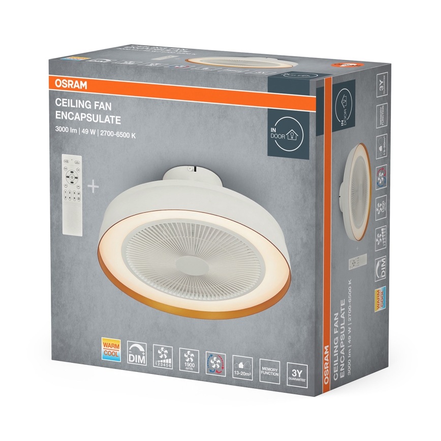 Osram - LED himmennettävä kattovalaisin tuulettimella CEILING FAN LED/49W/230V 2700-6500K valkoinen/kultainen + kaukosäädin