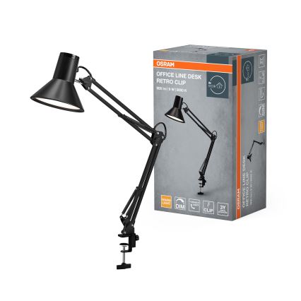 Osram - Himmennettävä LED-pöytälamppu puristikiinnikkeellä OFFICE LINE LED/9W/230V 3000K musta