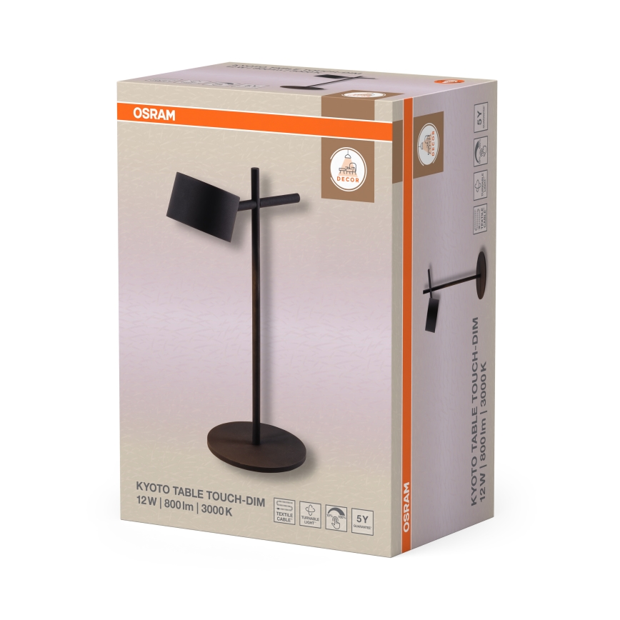 Osram - himmennettävä kosketusohjattu pöytälamppu DECOR KYOTO LED/12W/230V CRI 90 musta