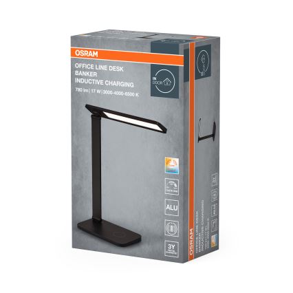 Osram - Himennettävä LED-pöytävalaisin OFFICE LINE LED/17W/230V 3000/4000/6500K musta