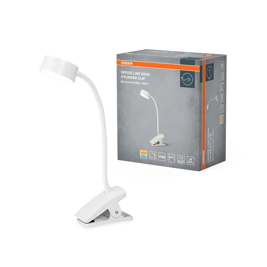Osram - himmennettävä LED-pöytävalaisin klipsillä OFFICE LINE LED/4,8W/230V 3000/4000/6500K valkoinen