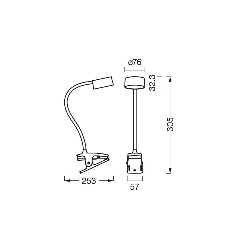 Osram - himmennettävä LED-pöytävalaisin klipsillä OFFICE LINE LED/4,8W/230V 3000/4000/6500K valkoinen