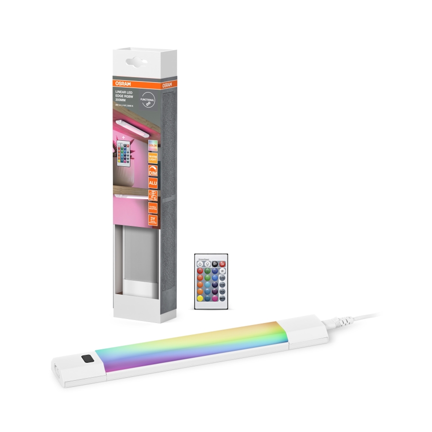 Osram - RGBW-LED-himmennettävä alakaappivalaisin liiketunnistimella LINEAR EDGE LED/4W/230V 30 cm valkoinen + kaukosäädin