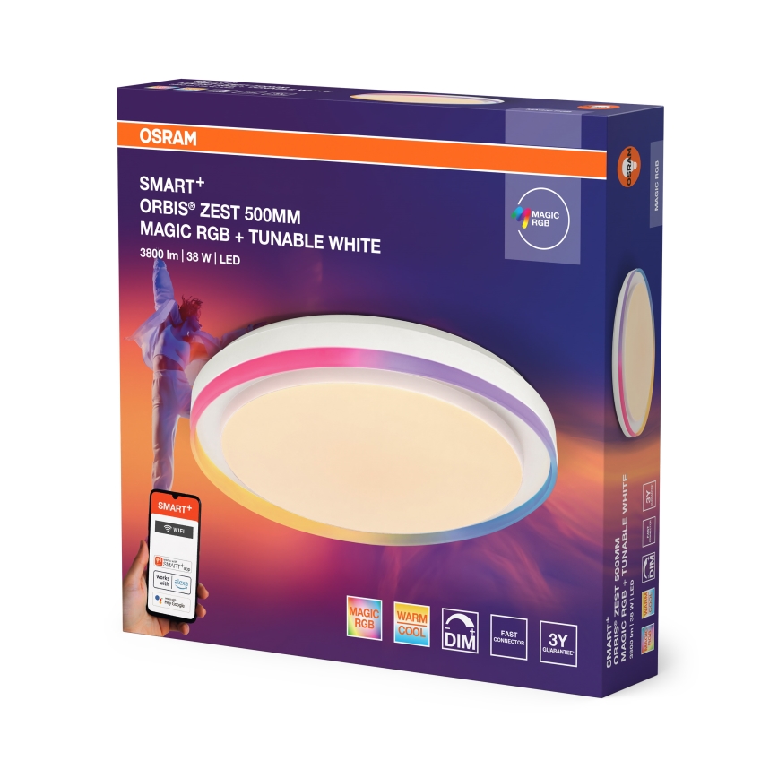 Osram - LED RGBW himmennettävä kattovalaisin SMART+ MAGIC LED/38W/230V Ø 49 cm valkoinen 2700–6500K Wi-Fi
