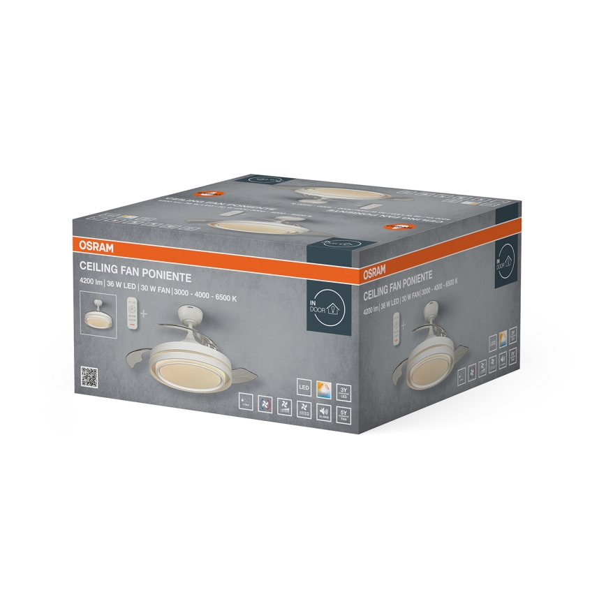 Osram - himmennettävä LED-kattovalaisin tuulettimella PONIENTE LED/36W/230V 3000/4000/6500K + kaukosäädin