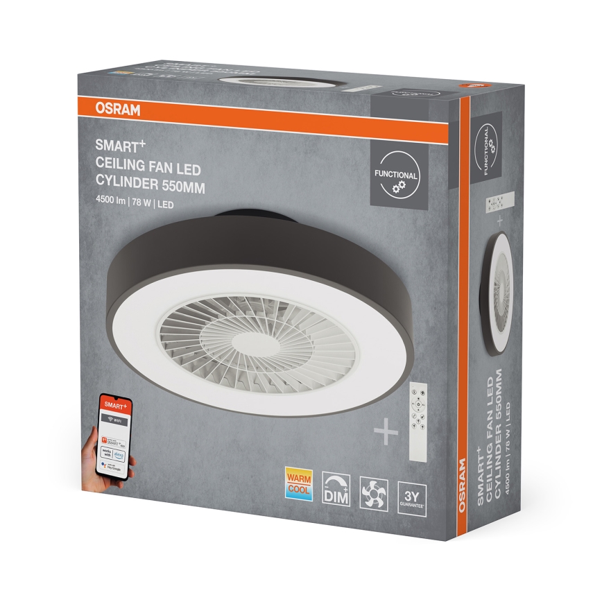 Osram - LED himmennettävä kattovalaisin tuulettimella SMART+ LED/78W/230V 3000-6500K Wi-Fi + kaukosäädin