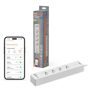 Osram - Jatkojohto SMART+ 4Z tyyppi F + 2xUSB-A + 2xUSB-C Wi-Fi