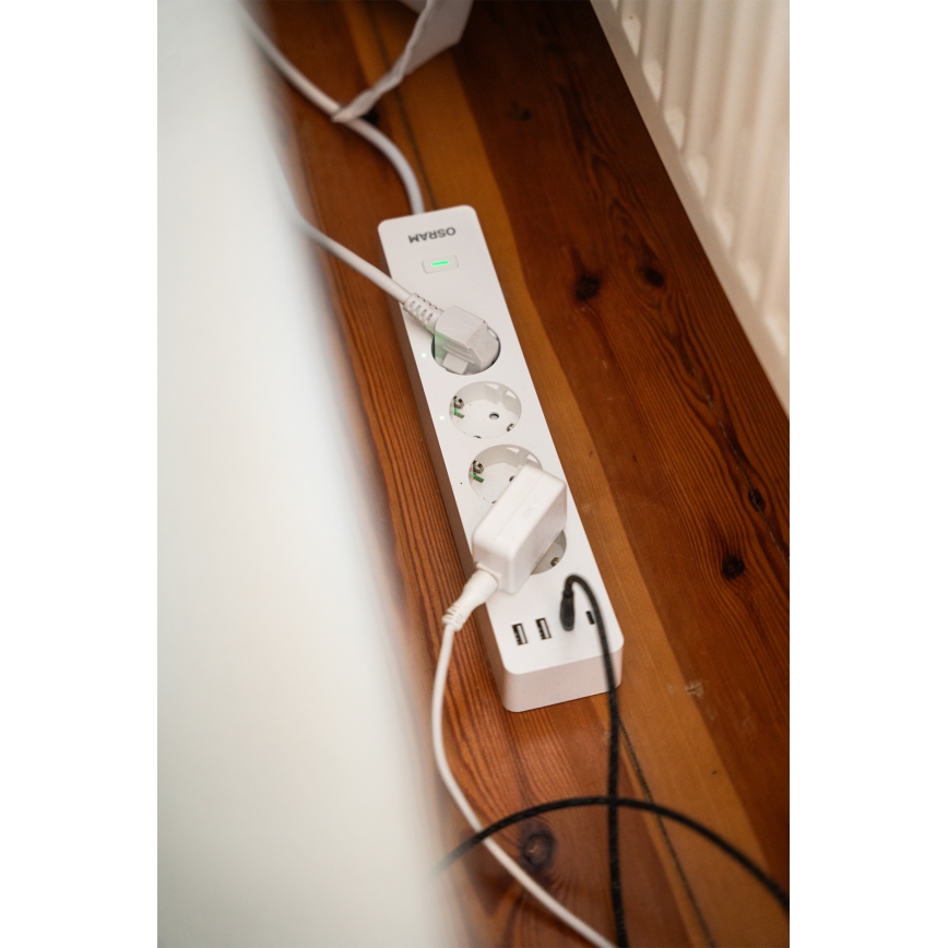 Osram - Jatkojohto SMART+ 4Z tyyppi F + 2xUSB-A + 2xUSB-C Wi-Fi