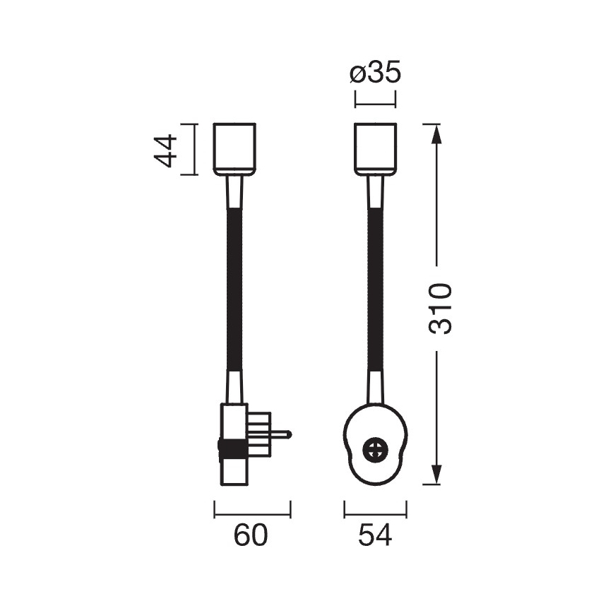 Osram - Joustava seinävalaisin PLUG TUBE FLEX 1xGU10/5W/230V valkoinen