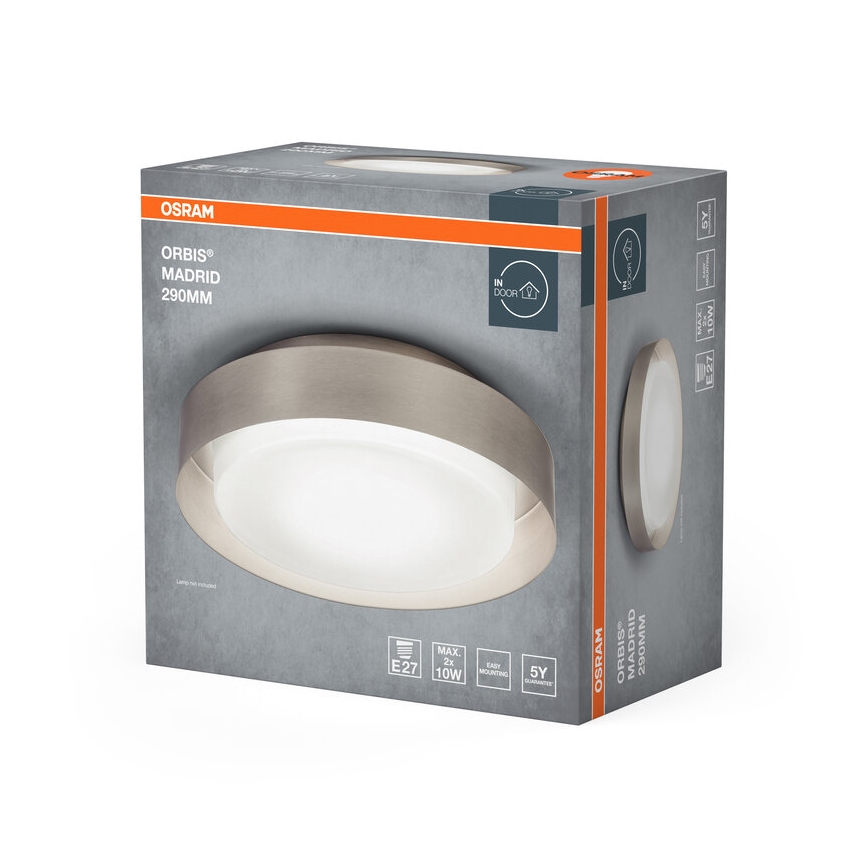 Osram - Kattovalaisin ORBIS MADRID 2xE27/10W/230V halkaisija 29 cm mattakromi