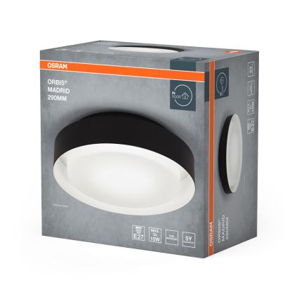 Osram - Kattovalaisin ORBIS MADRID 2xE27/10W/230V Ø 29 cm musta