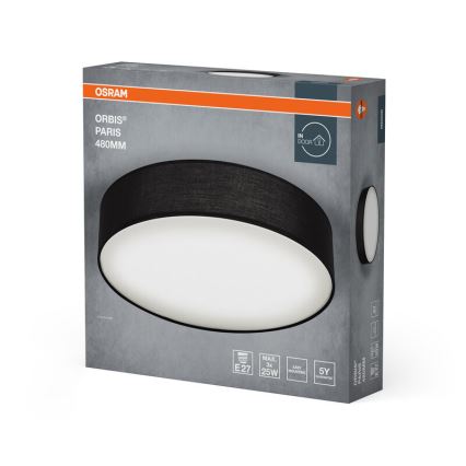 Osram - Kattovalaisin ORBIS PARIS 3xE27/25W/230V halkaisija 48 cm musta
